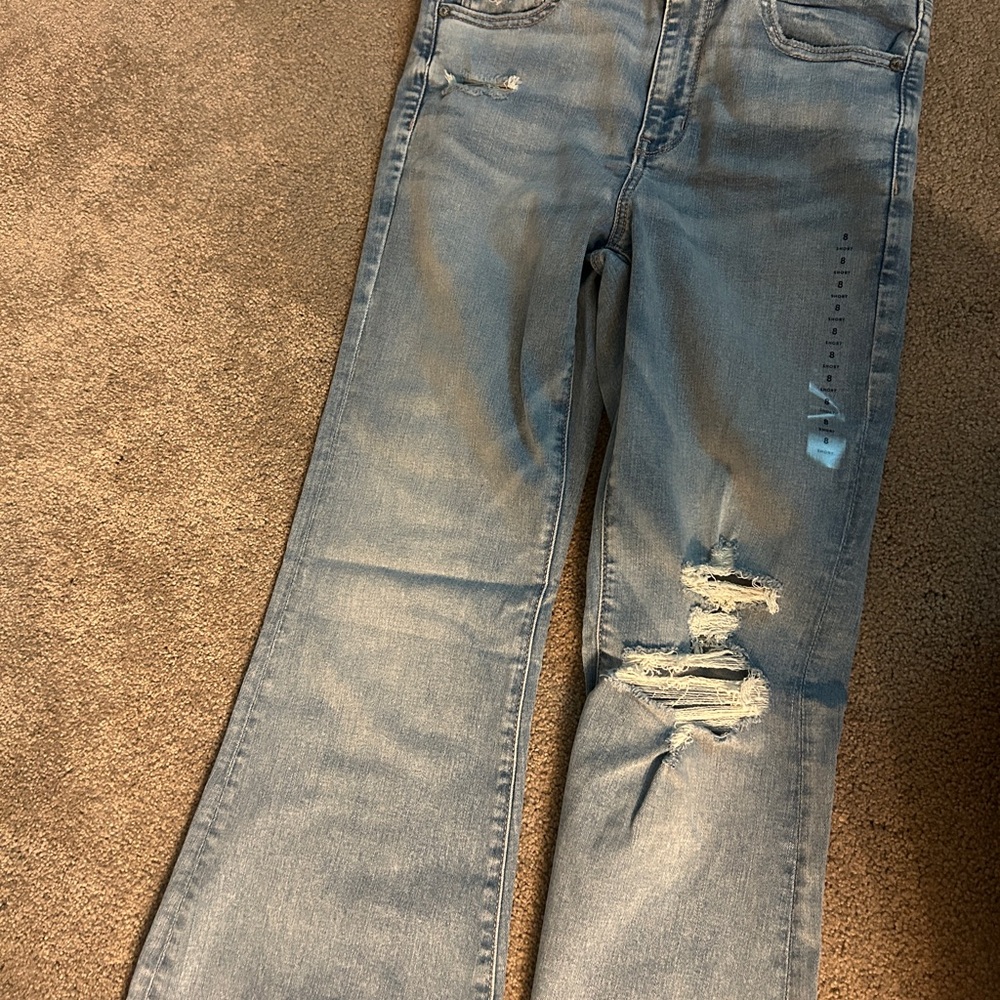 American Eagle Outfitters Light Blue Distressed Flare Jeans